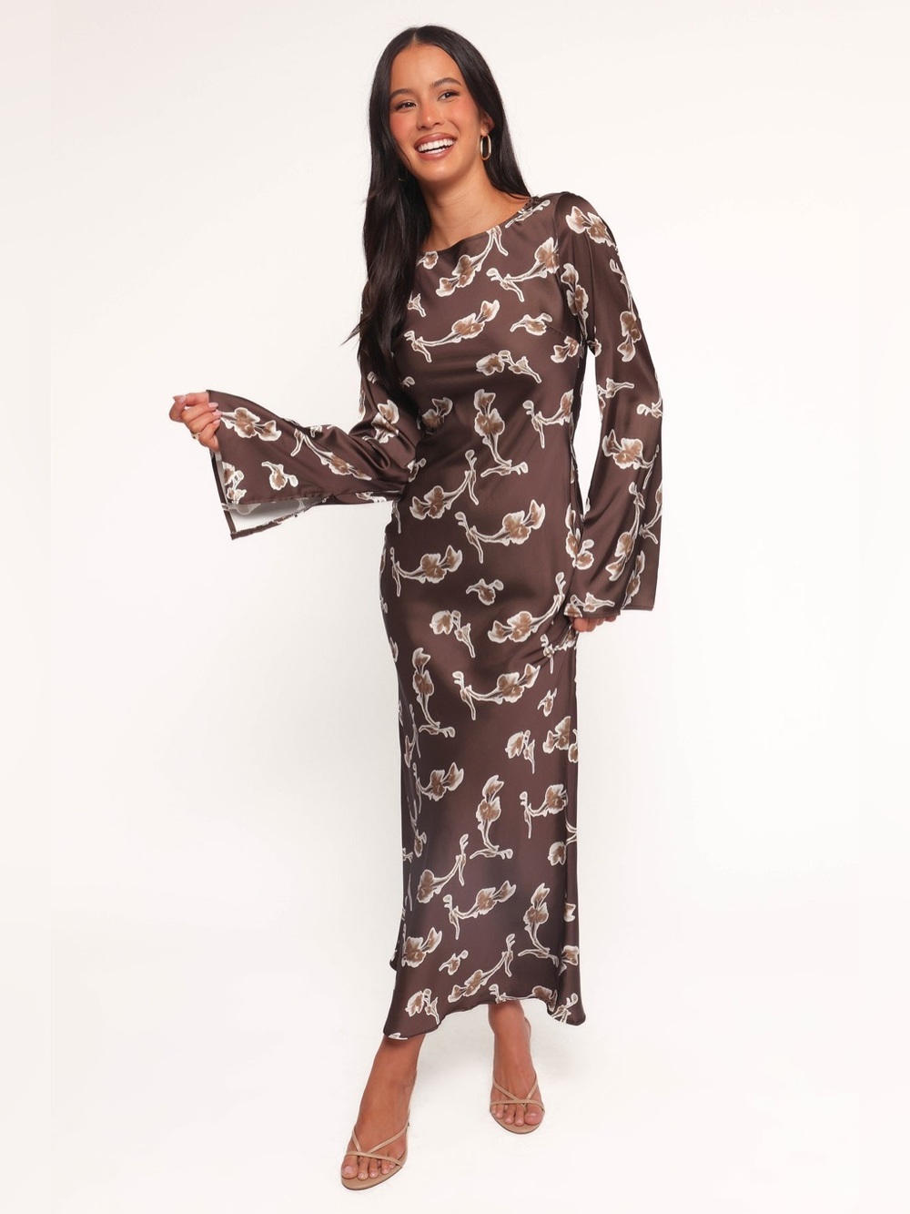NEW Petal & Pup Maia Long Sleeve Maxi Dress - Chocolate Orchid - Picture 10 of 14